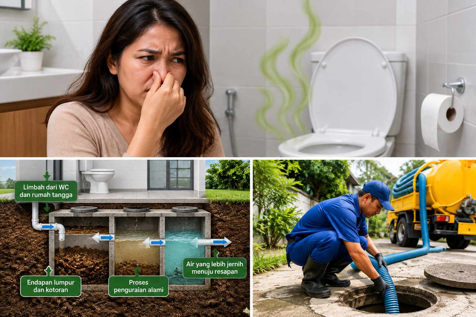 Pemeriksaan septic tank dan penanganan sedot WC untuk masalah bau